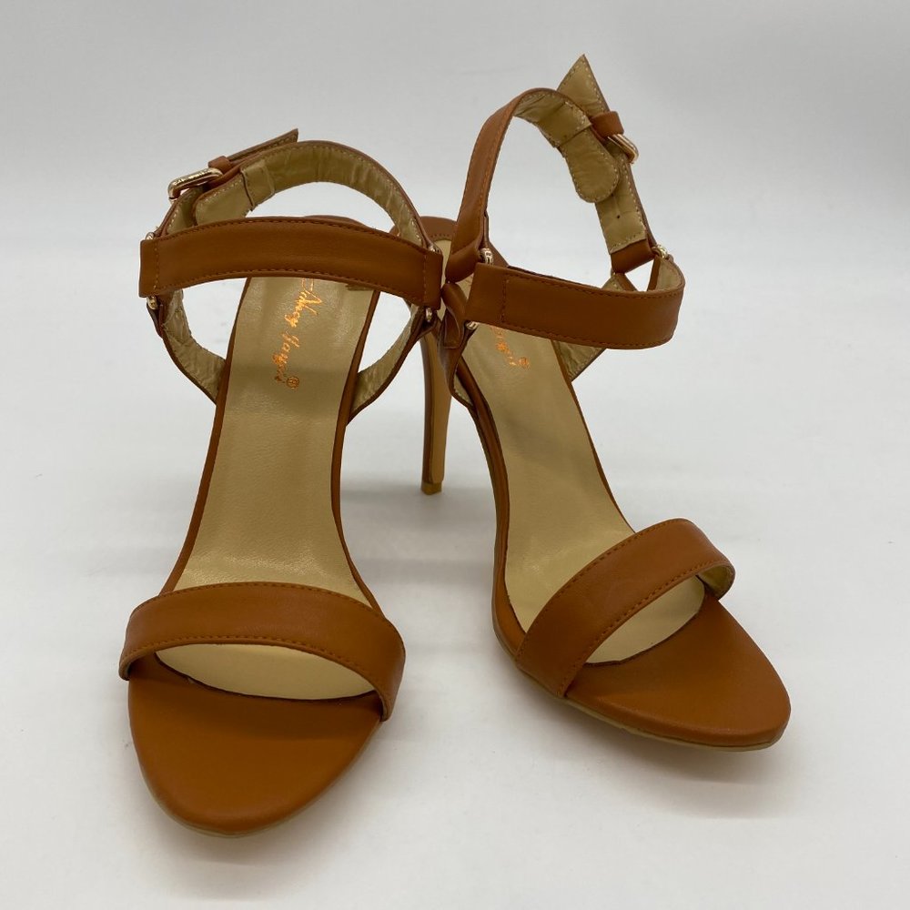 Brown Peep Toe High Heel Ankle Strap Sandals